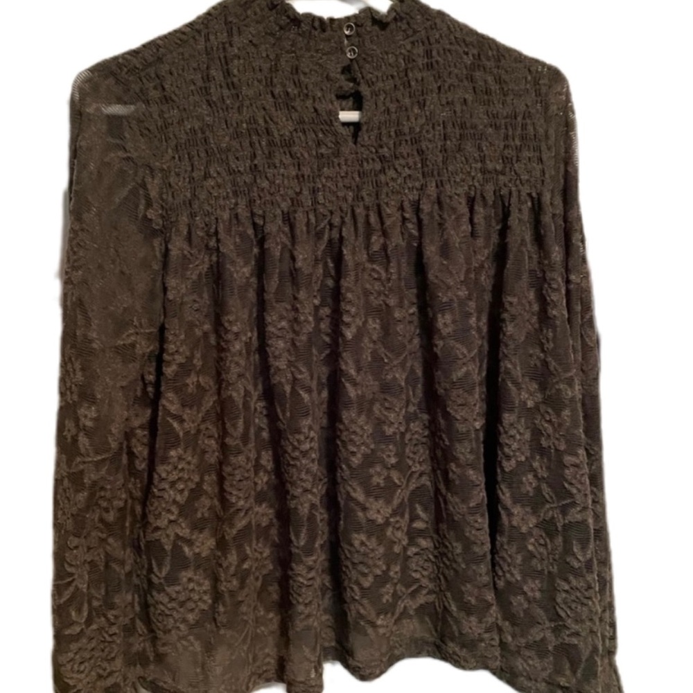 Anthropologie Deletta Amanna olive lace top